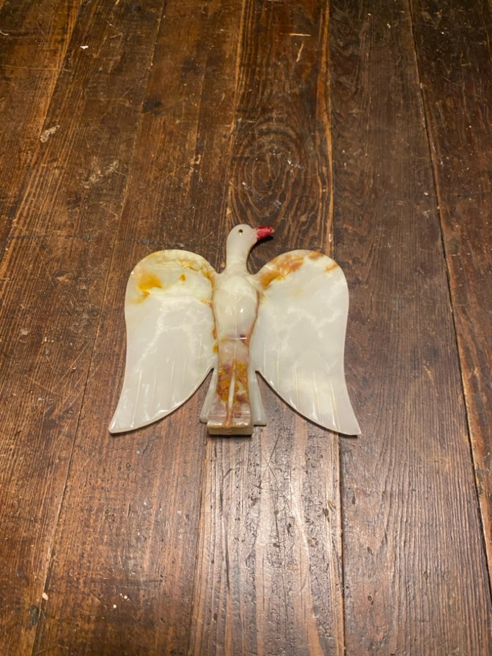 MCM White and Gold alabaster Bird dish.